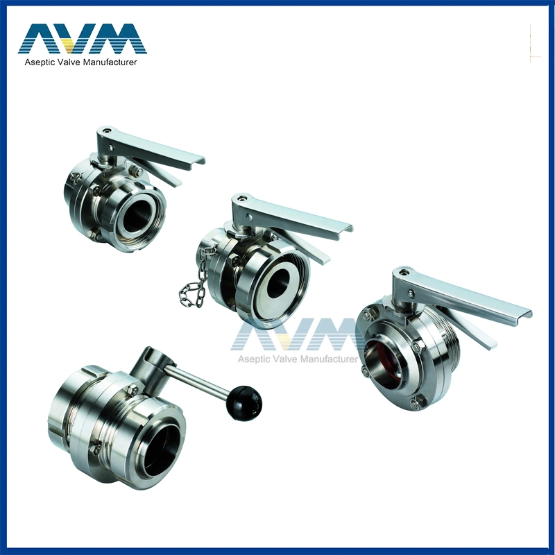 2.5" SMS Stainless Steel Tri-Clamp Butterfly Valves with Stainless Steel Multiple Hands