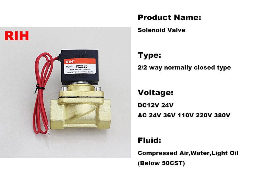 Vx Series Two-Position Two-Way Normal Close Solenoid Steam Brass Valve