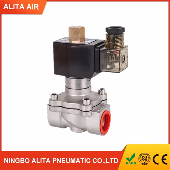 Électrovanne d'eau et d'air, série américaine, isolation de classe F en acier inoxydable 12V, bidirectionnelle, ouverture normale, guide à action directe